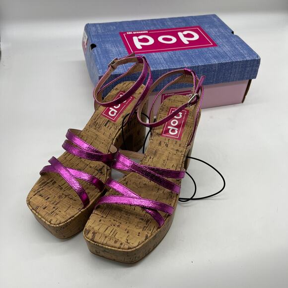 Pop Womens Admission Heeled Sandals Pink Fuschia Size 8M - Picture 6 of 16